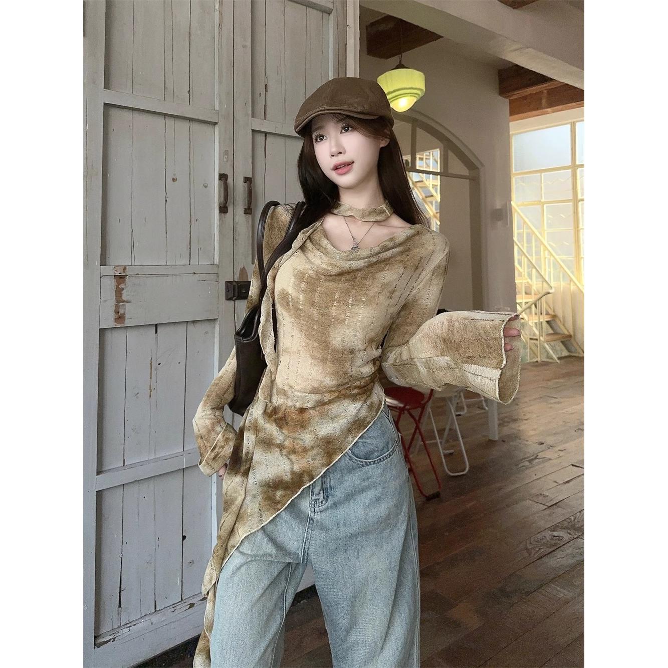 Women Tie and Dye Printed Cowl Neck Top