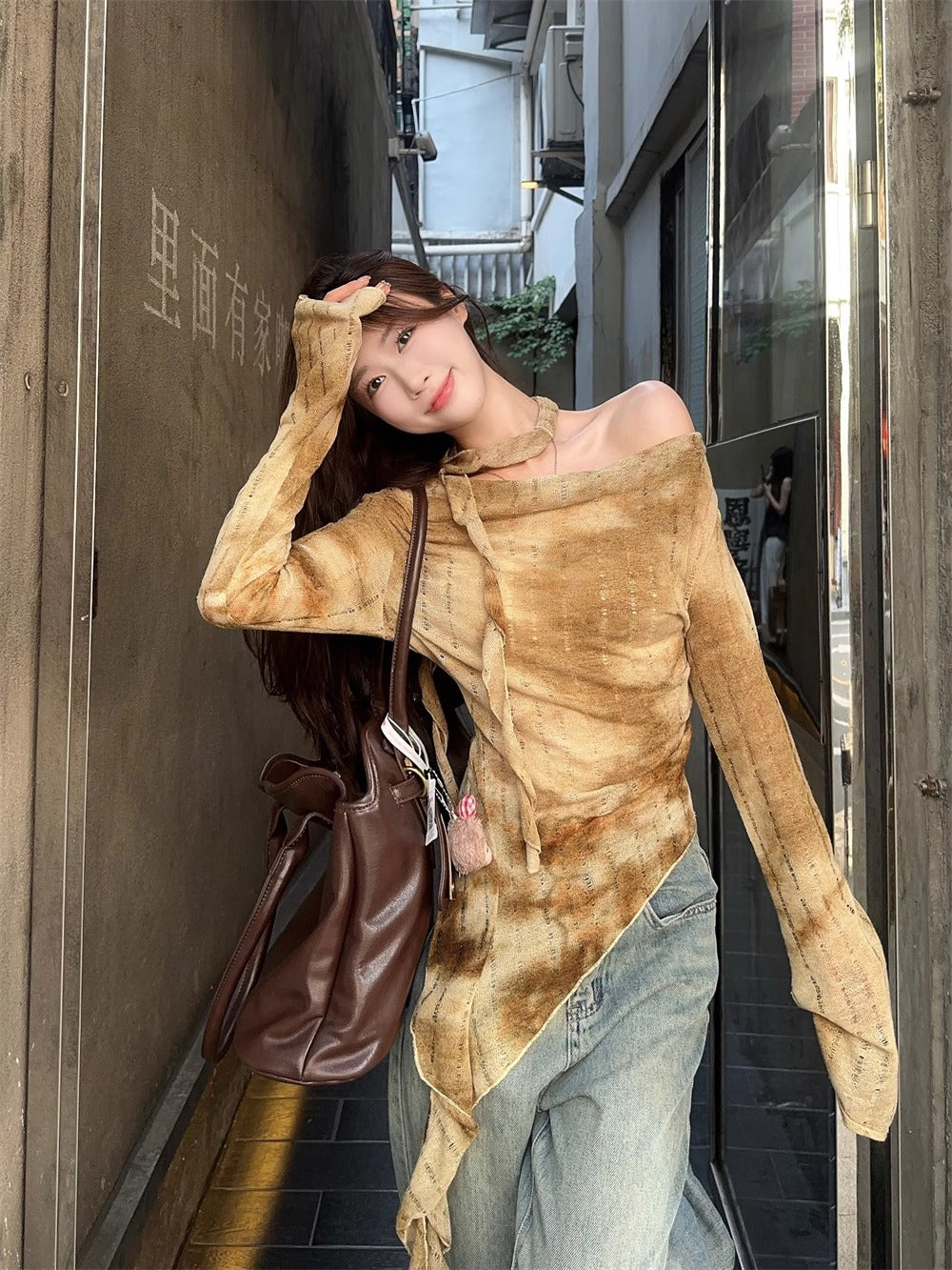 Women Tie and Dye Printed Cowl Neck Top