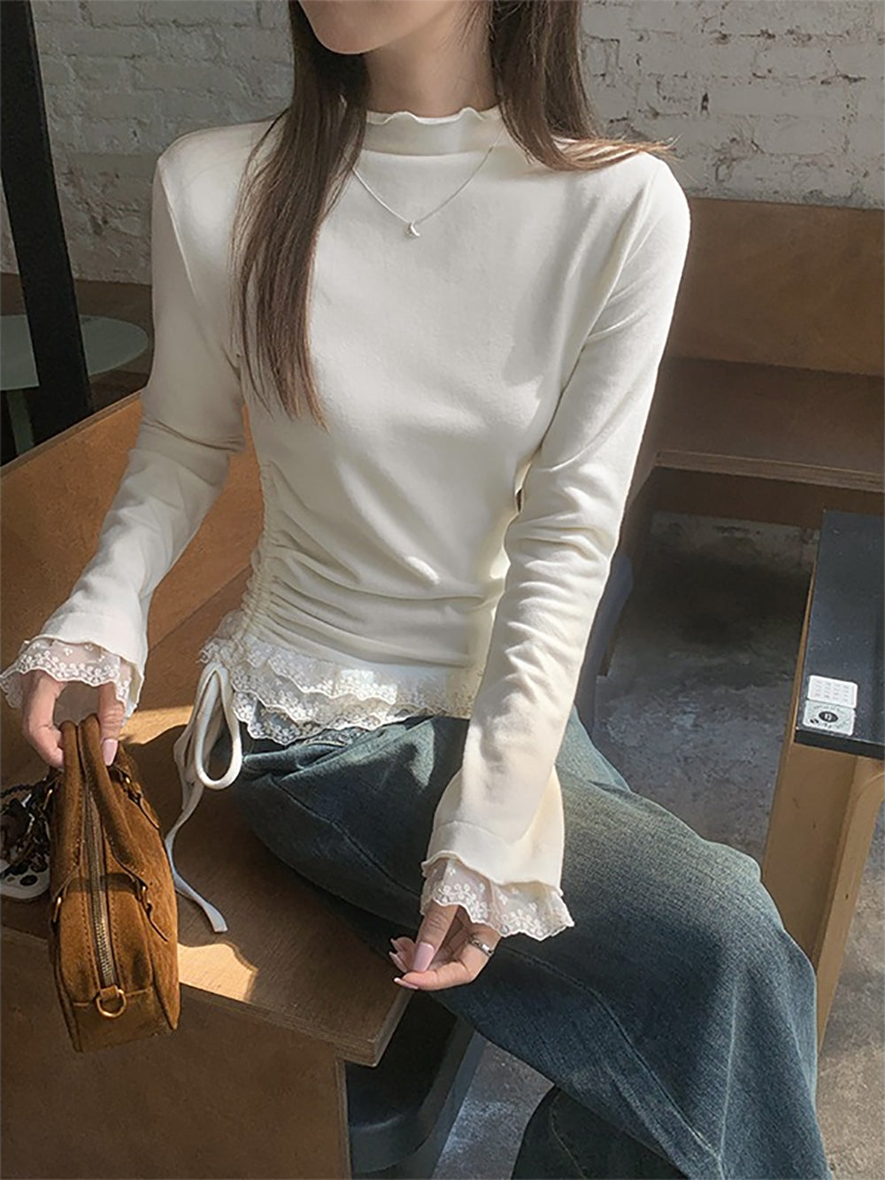 Women Embroidered Ethnic Motifs High Neck Long Sleeves Regular Top