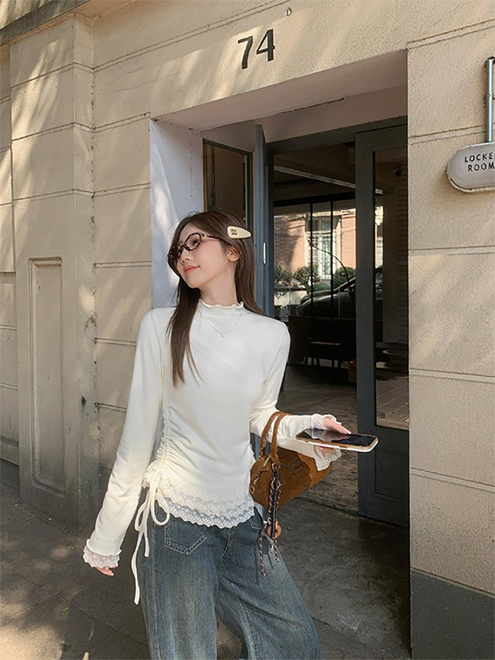 Women Embroidered Ethnic Motifs High Neck Long Sleeves Regular Top