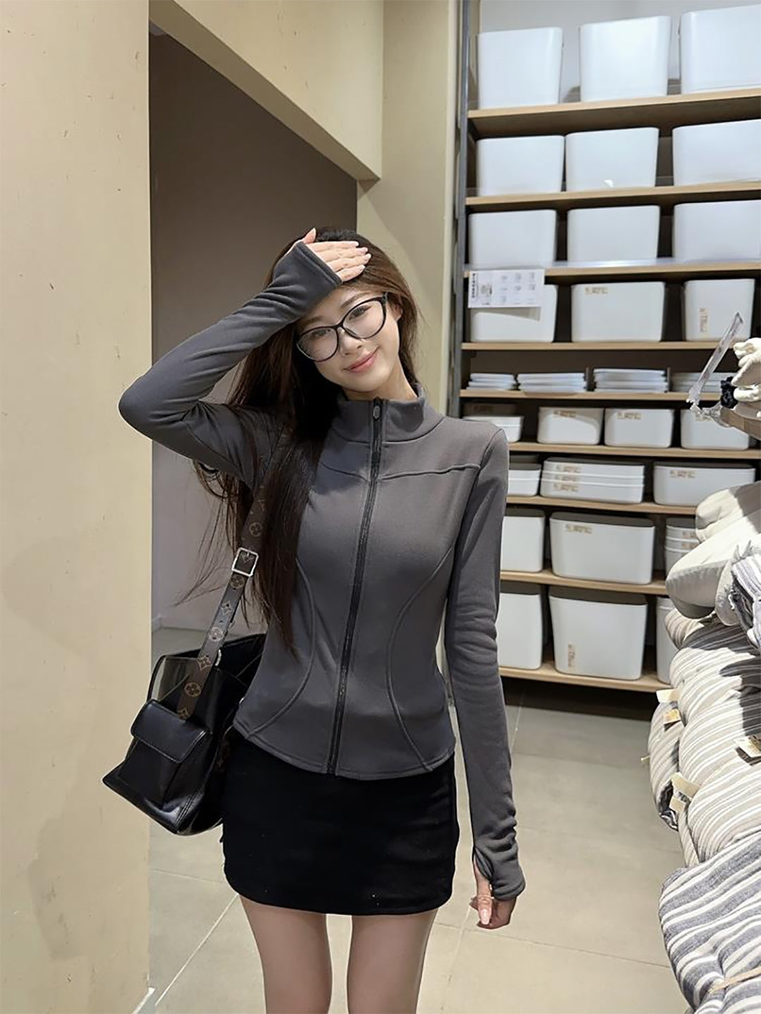 Women Mock Collar Solid Casual Tailored Insulator Jacket