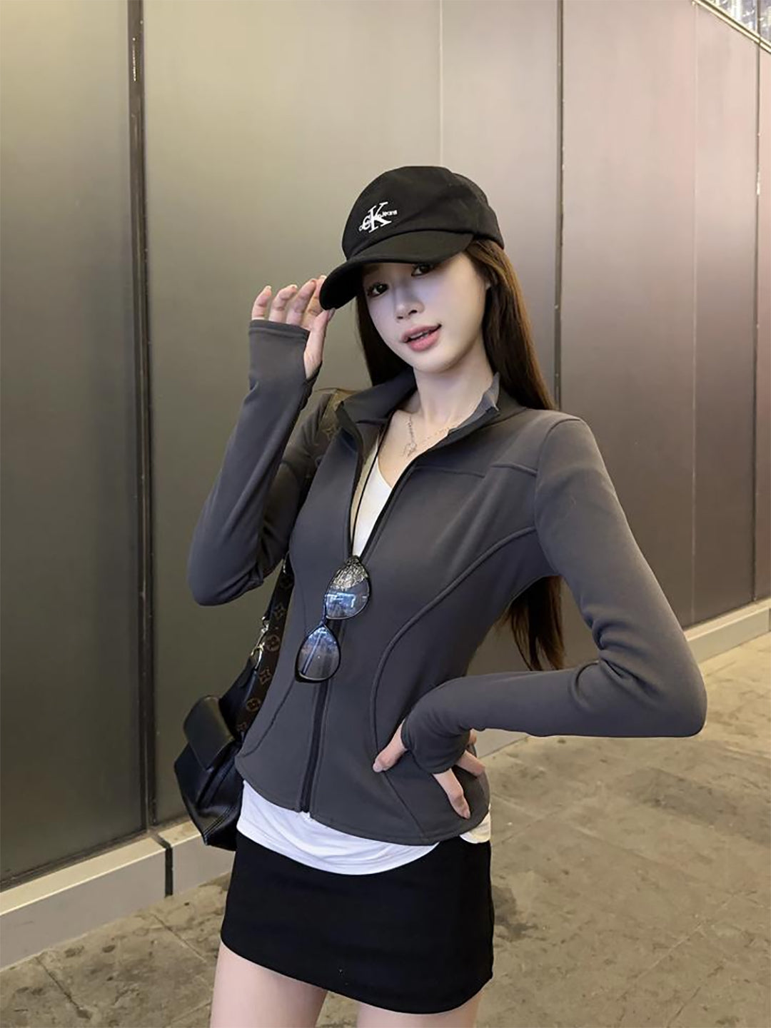 Women Mock Collar Solid Casual Tailored Insulator Jacket