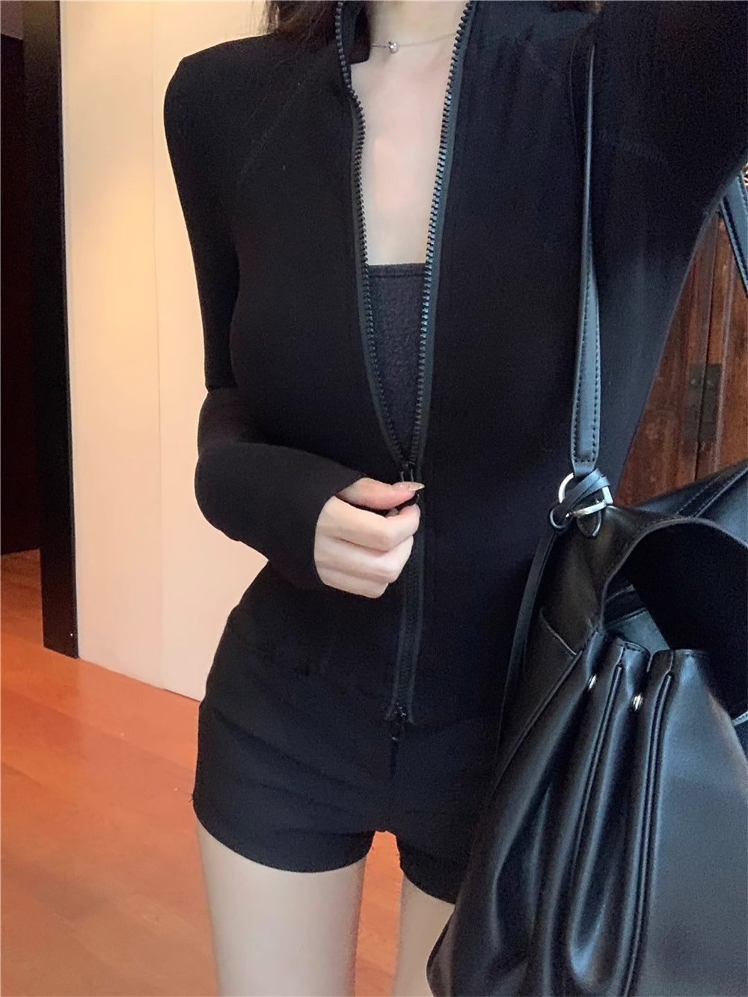 Women Mock Collar Solid Casual Tailored Insulator Jacket