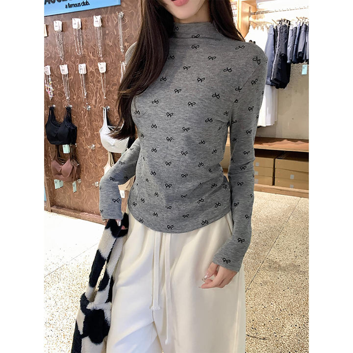 Women High Neck Extended Sleeves Top