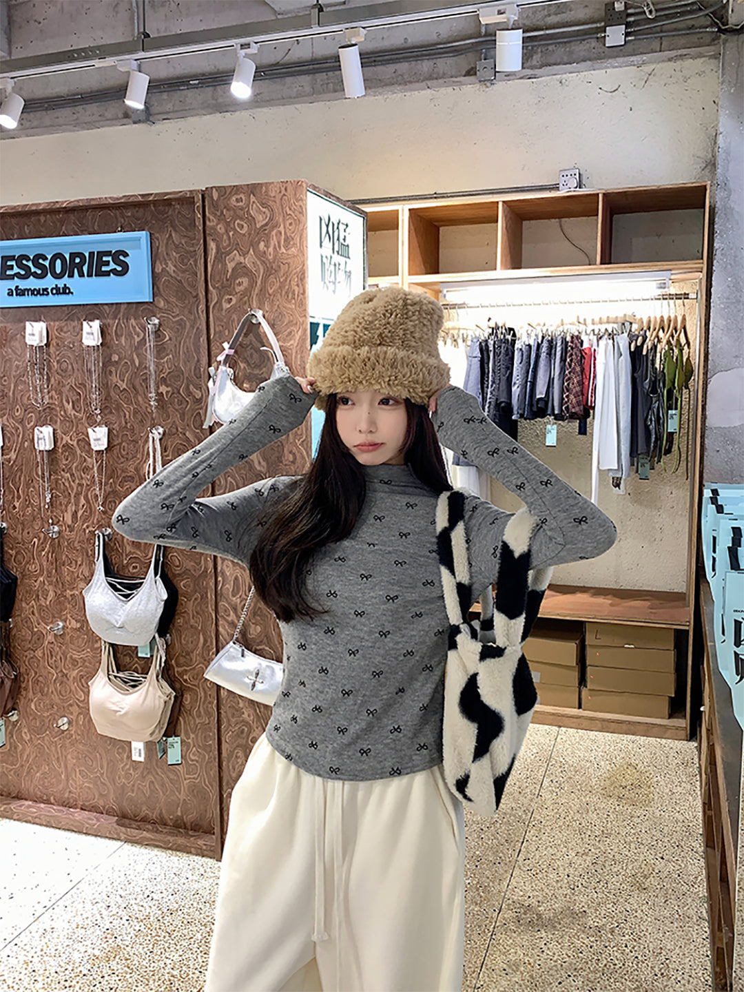 Women High Neck Extended Sleeves Top