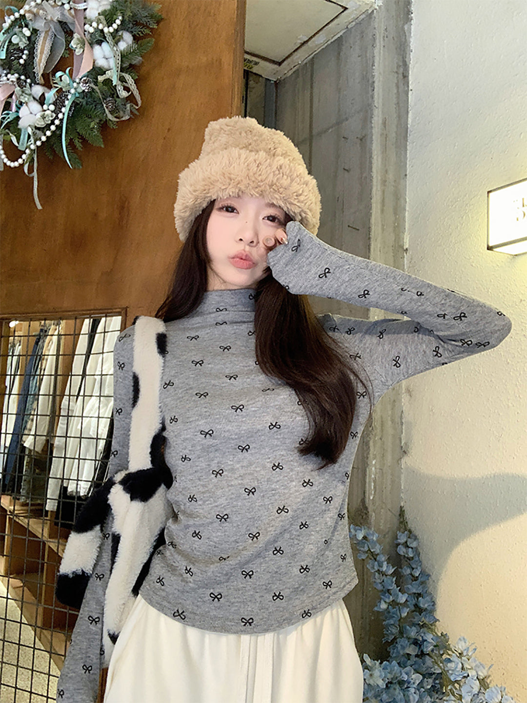Women High Neck Extended Sleeves Top