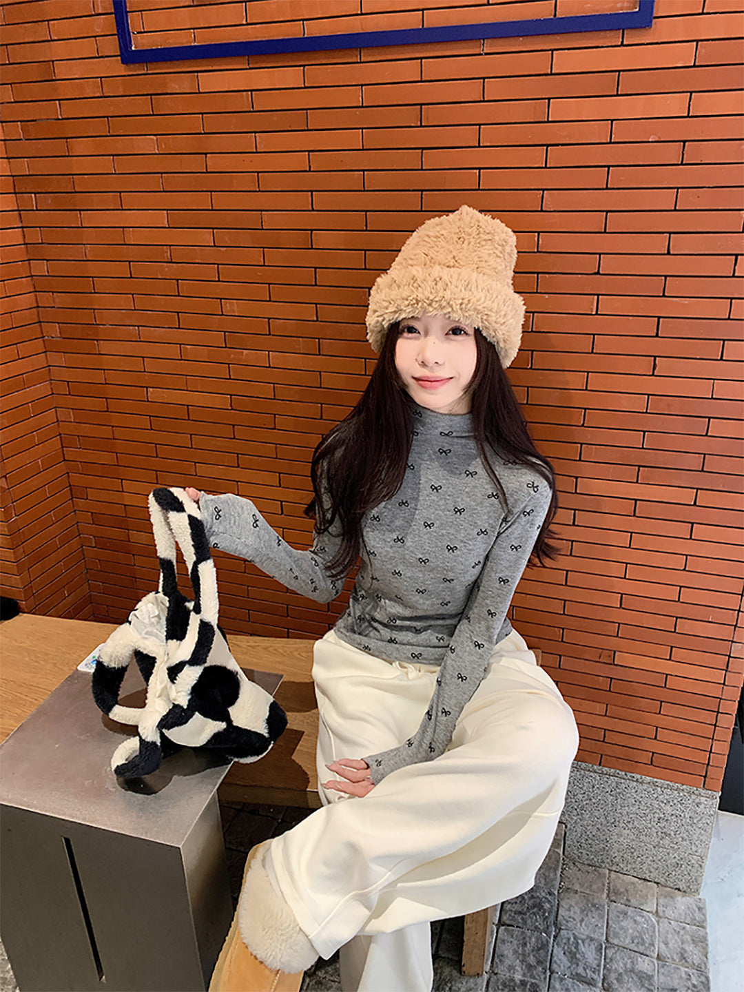 Women High Neck Extended Sleeves Top