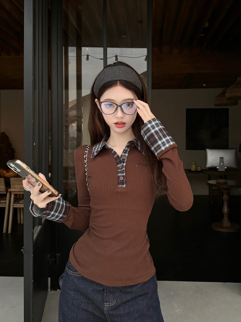 Women Checked Shirt Style Regular Top