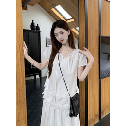 Women Tie-Up Neck Peplum Regular Top