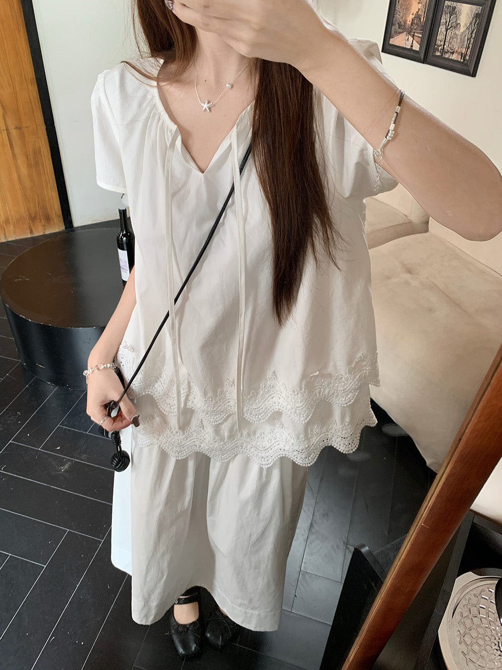 Women Tie-Up Neck Peplum Regular Top