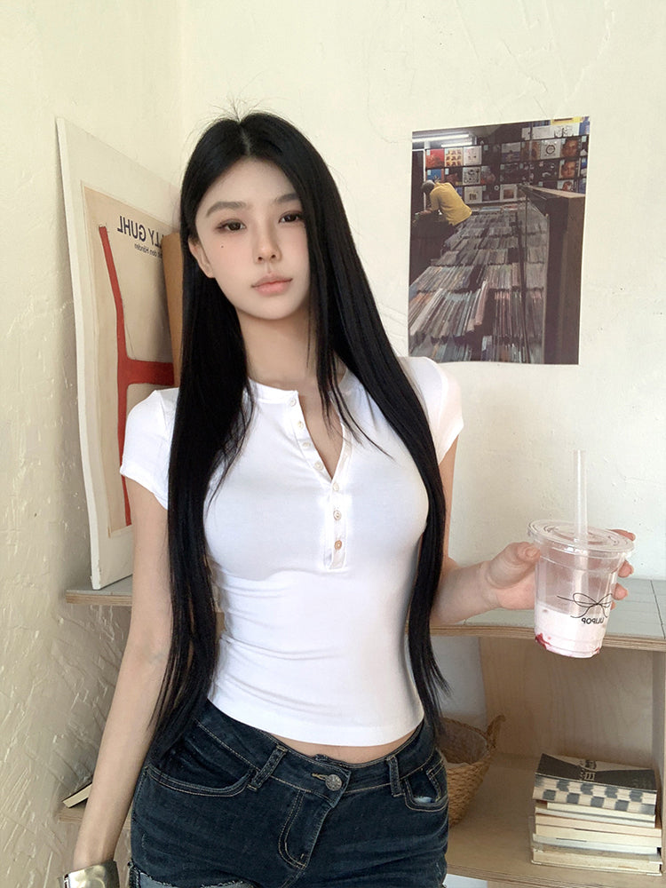 Women V-Neck Crop Top