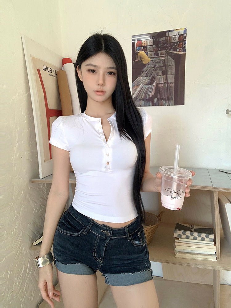 Women V-Neck Crop Top