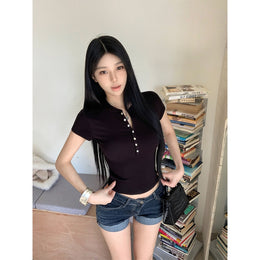 Women Mandarin Collar Crop Top