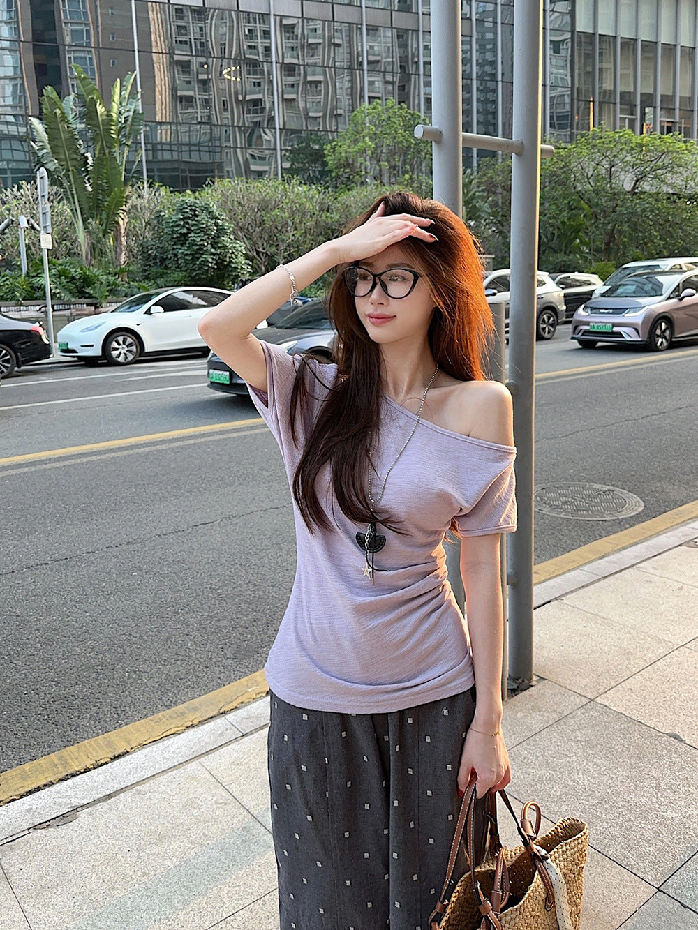 Women Boat Neck Short Sleeves Top