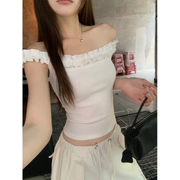 Women Off-Shoulder Fitted Crop Top