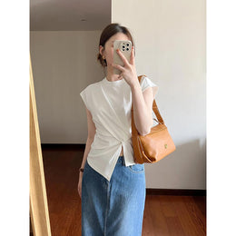 Women Solid Round Neck Cotton Top