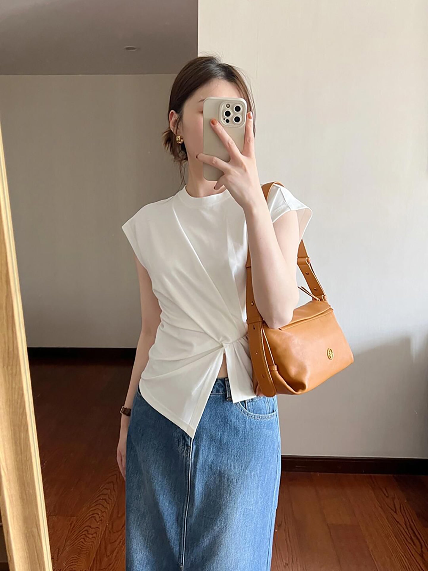 Women Solid Round Neck Cotton Top