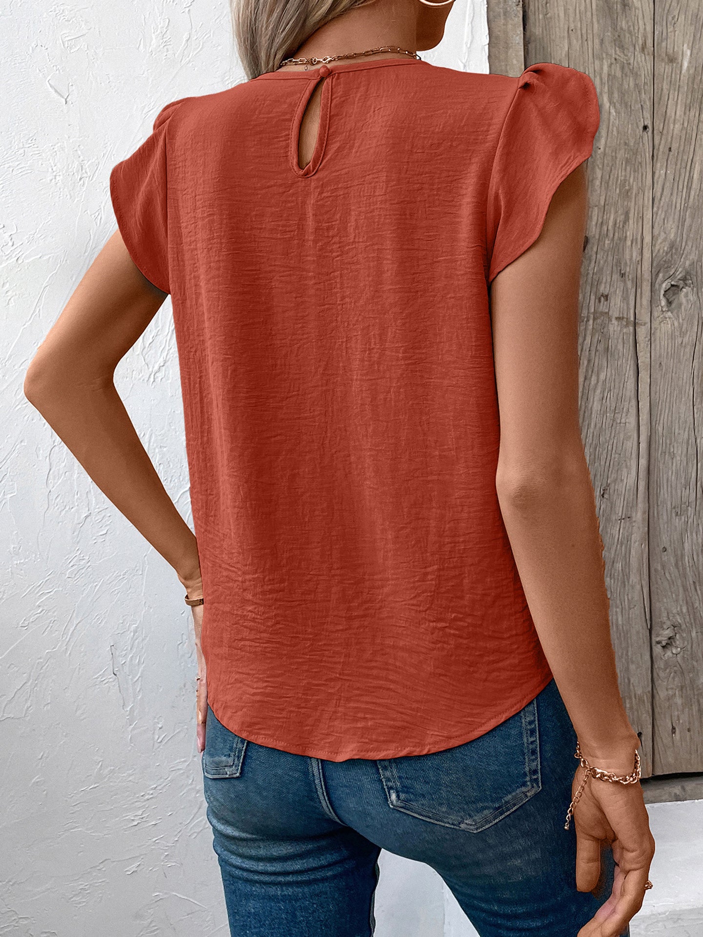 Women Solid Round Neck Top