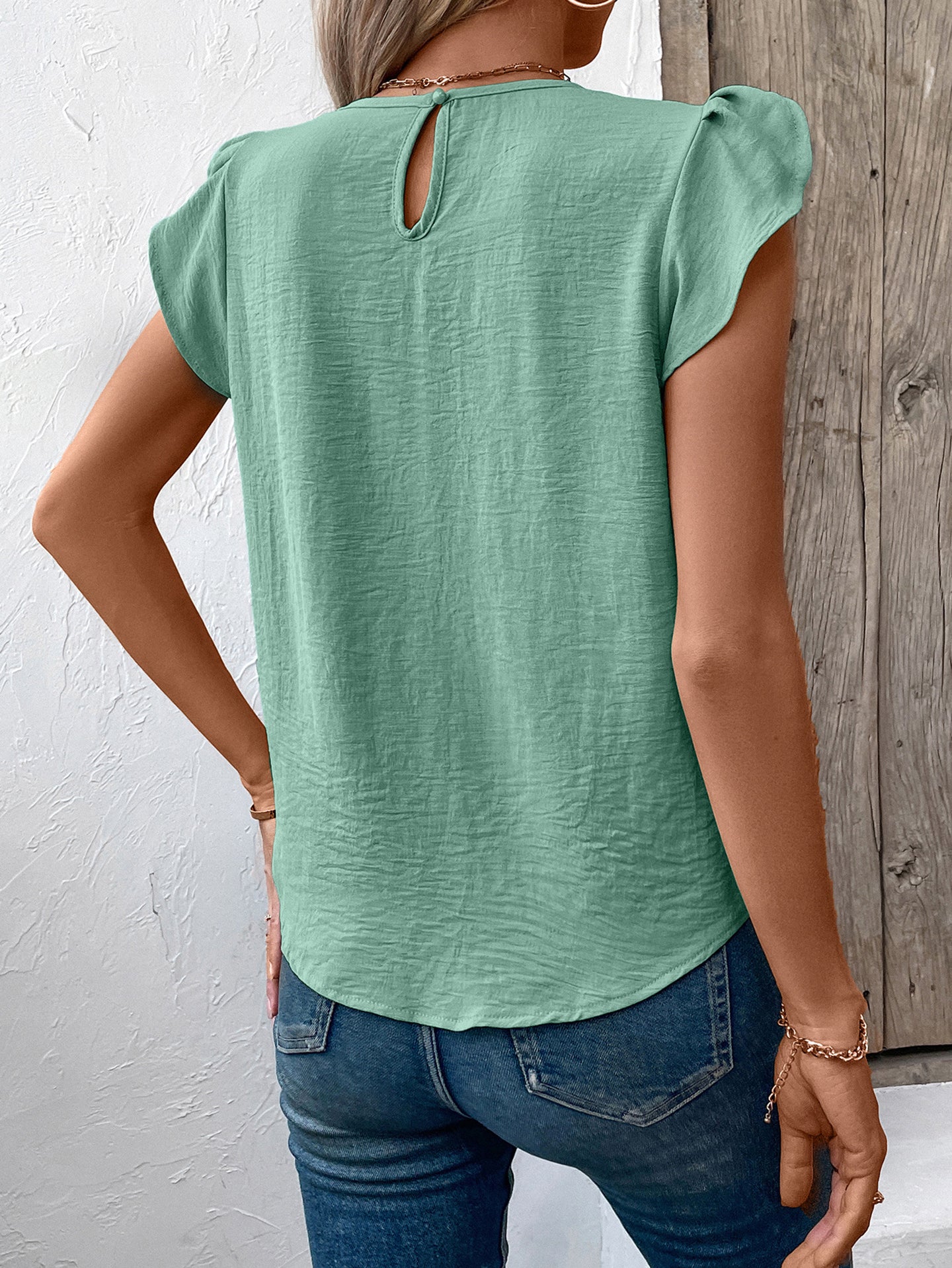 Women Solid Round Neck Top