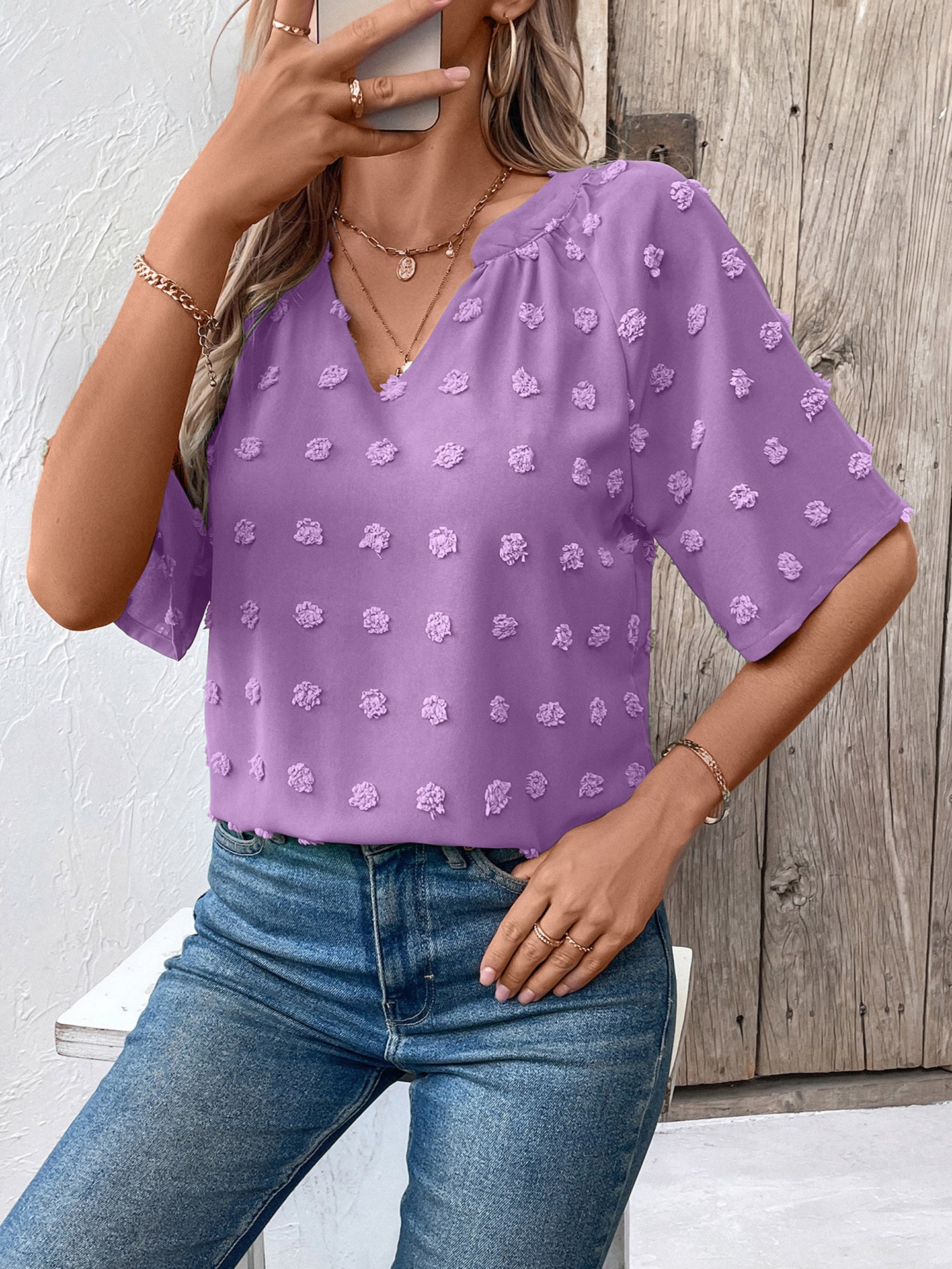 StyleCast Women Solid V-Neck Top