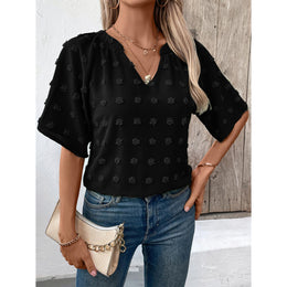 StyleCast Women Solid V-Neck Short Sleeve Top