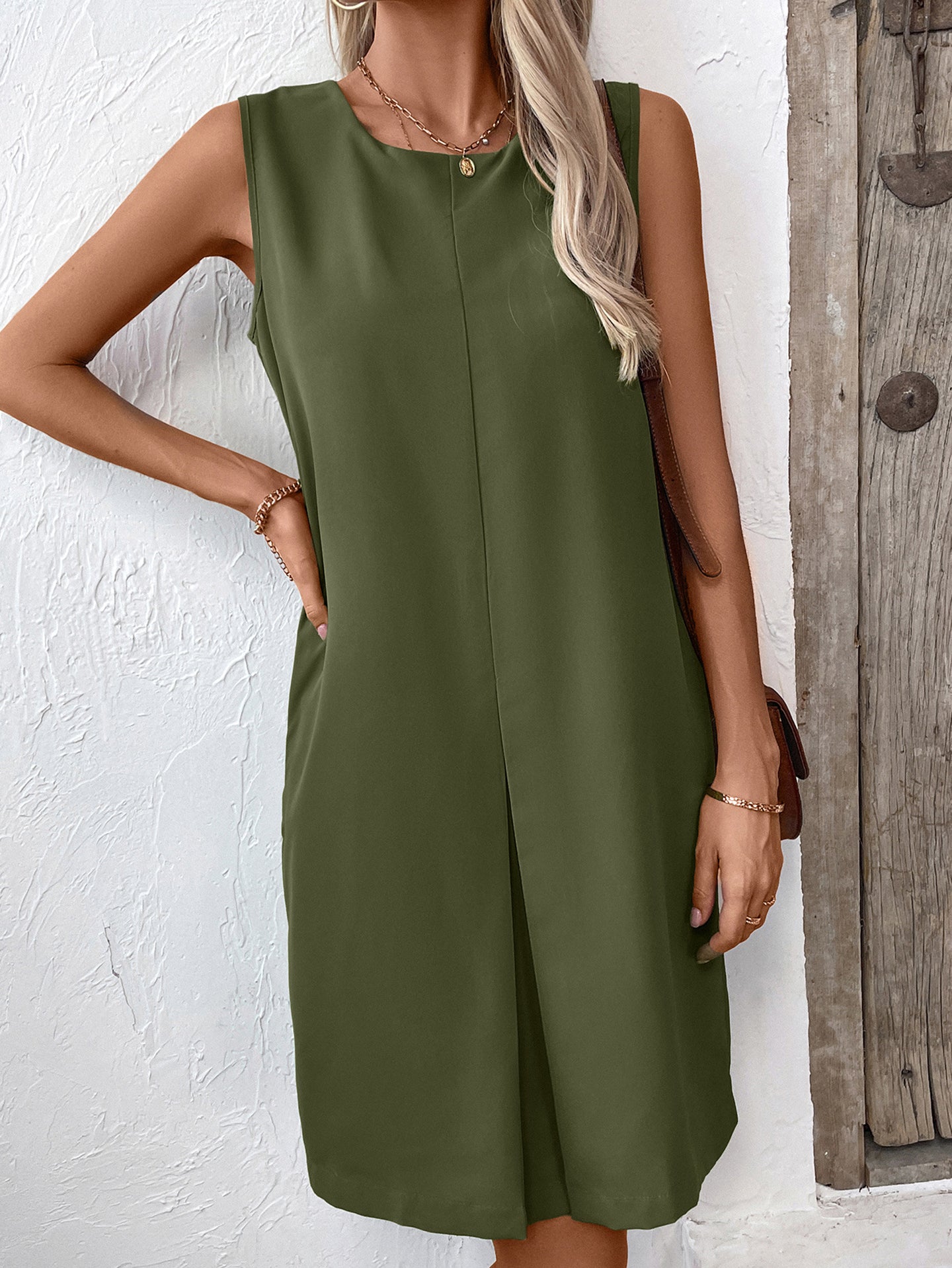 Round Neck A-Line Dress