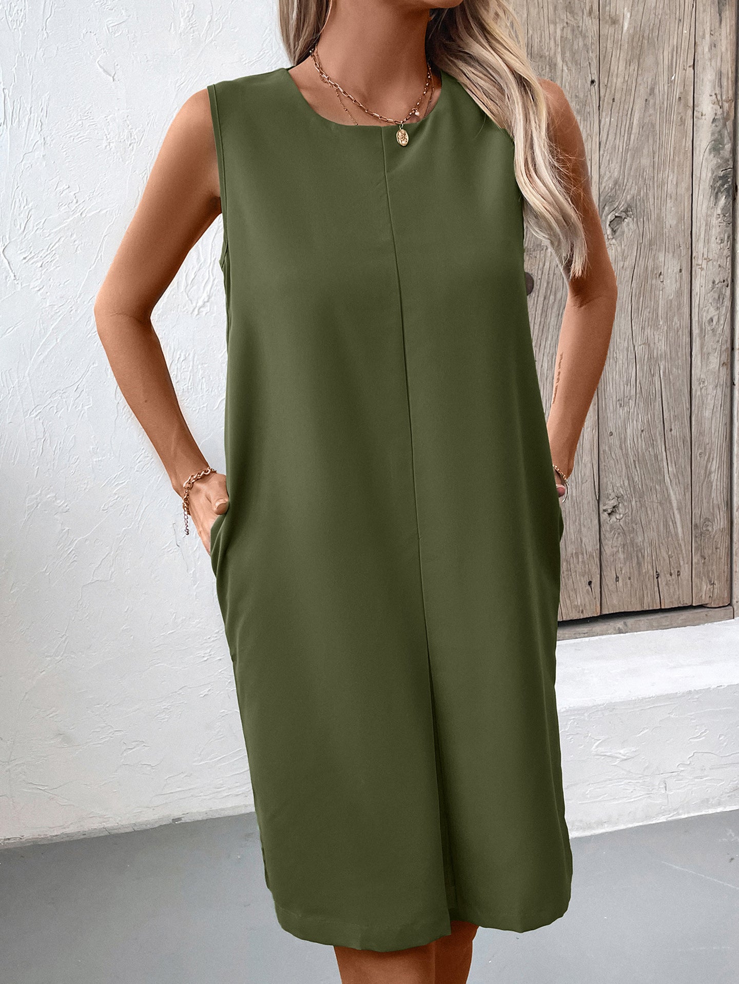 Round Neck A-Line Dress