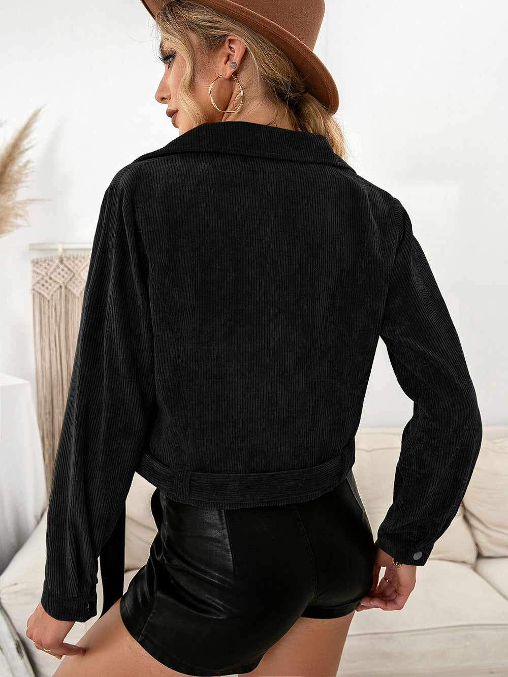Women Black Crop Tailored Jacket
