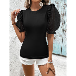 Black Puff Sleeves Regular Top