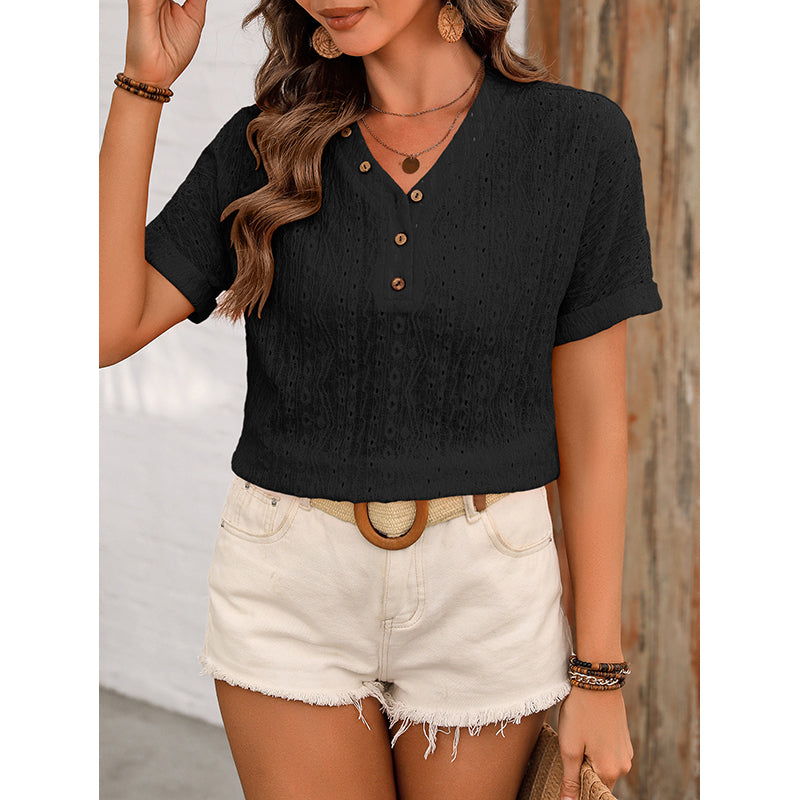 StyleCast V-Neck Short Sleeves Casual Top