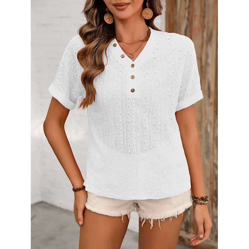 Self Design V-Neck Extended Sleeves Top