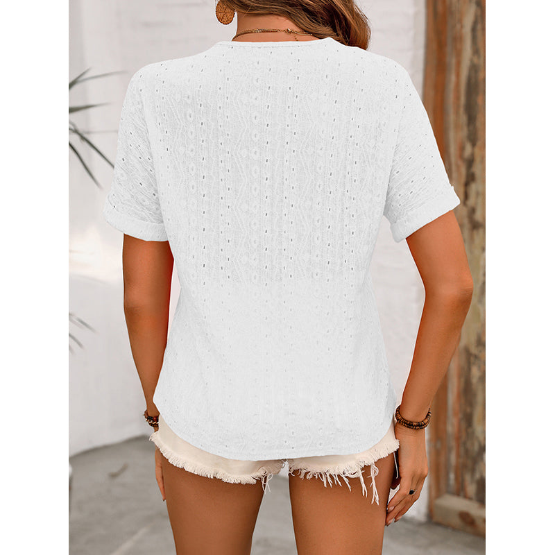 Self Design V-Neck Extended Sleeves Top