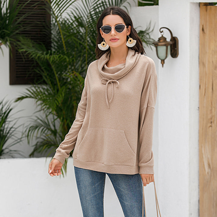 Long Sleeves Cowl Neck Sweatshirt