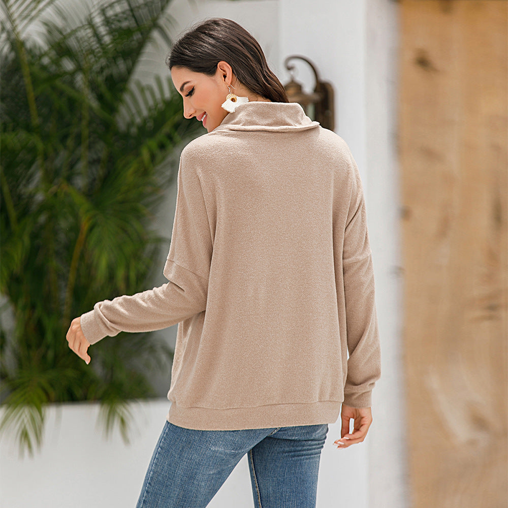 Long Sleeves Cowl Neck Sweatshirt