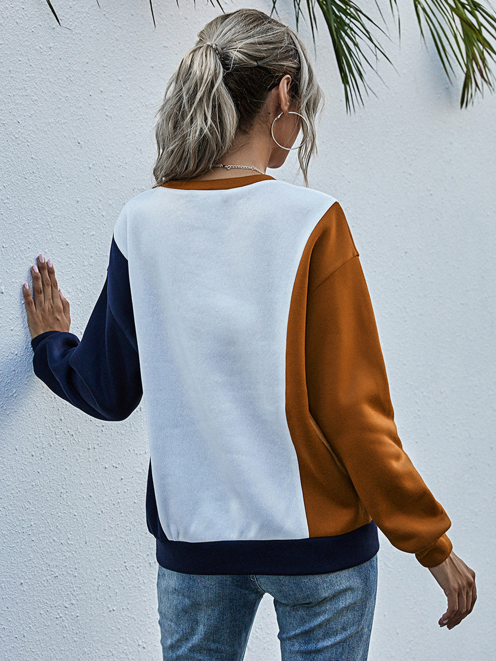 Women Orange Colourblocked Sweatshirt