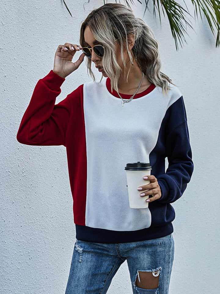 Women Maroon Colourblocked Sweatshirt