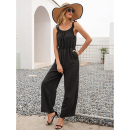 Black Shoulder Straps Basic Jumpsuit