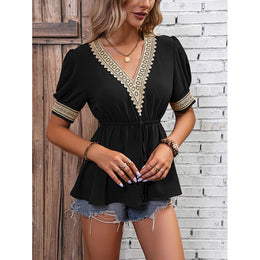 V-Neck Cinched Waist Top