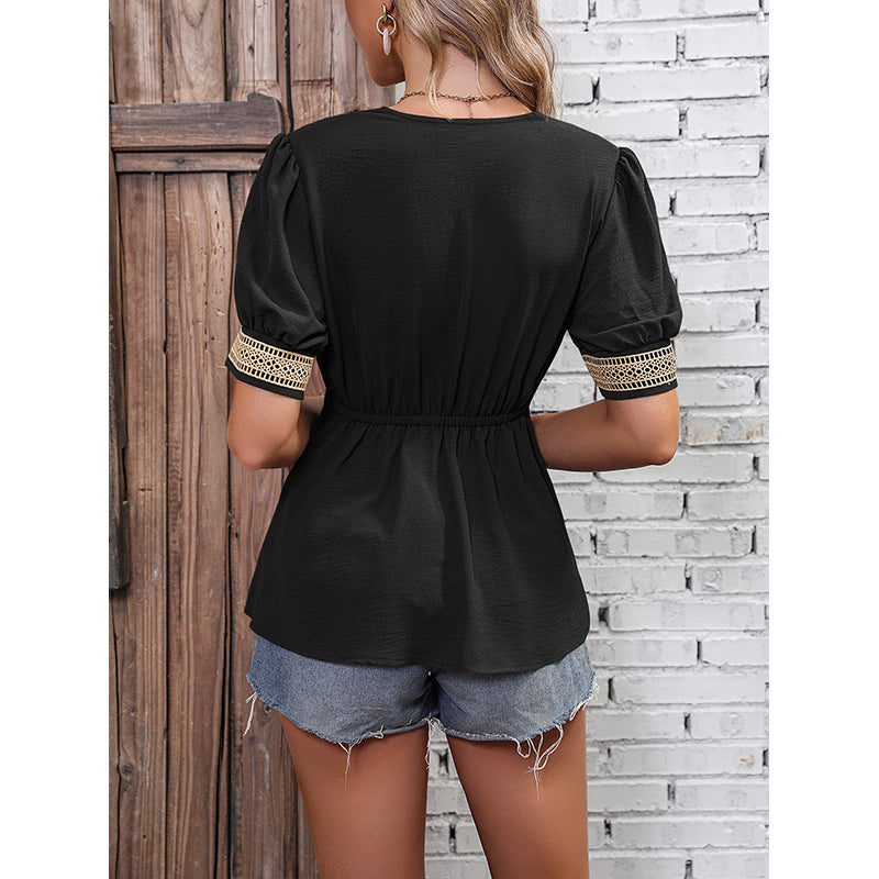 V-Neck Cinched Waist Top