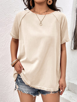 Beige Raglan Sleeves Regular Top