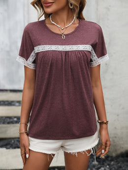 Maroon Extended Sleeves Lace Up Detail Regular Top