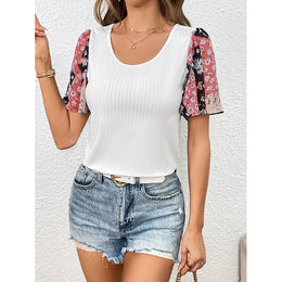 White Floral Flared Sleeves Top