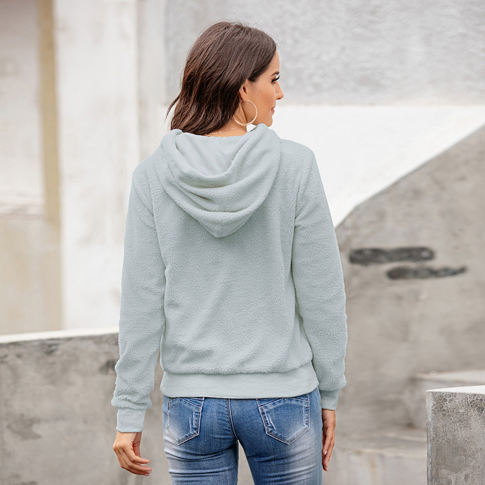 Women Grey Printed Hooded Long Sleeves Sweatshirt