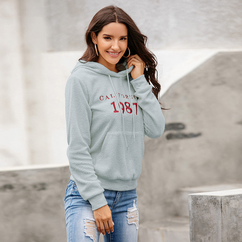 Women Grey Printed Hooded Long Sleeves Sweatshirt