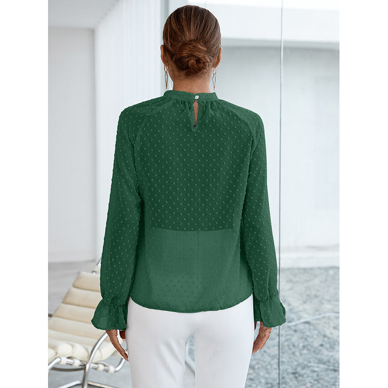 Green High Neck Formal Top