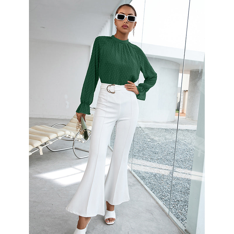 Green High Neck Formal Top