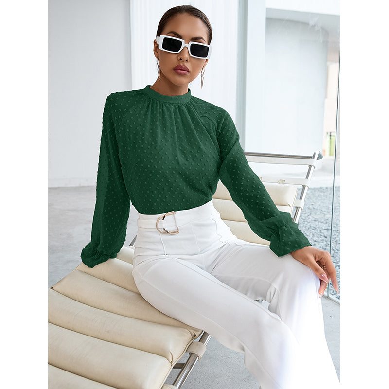 Green High Neck Formal Top