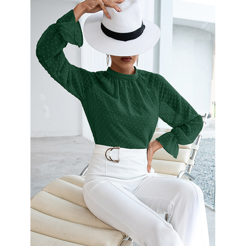 Green High Neck Formal Top
