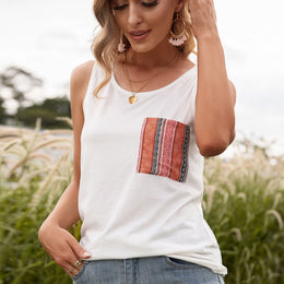 White Print Tank Top