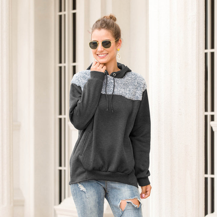 Women Grey Hooded Long Sleeves Sweatshirt